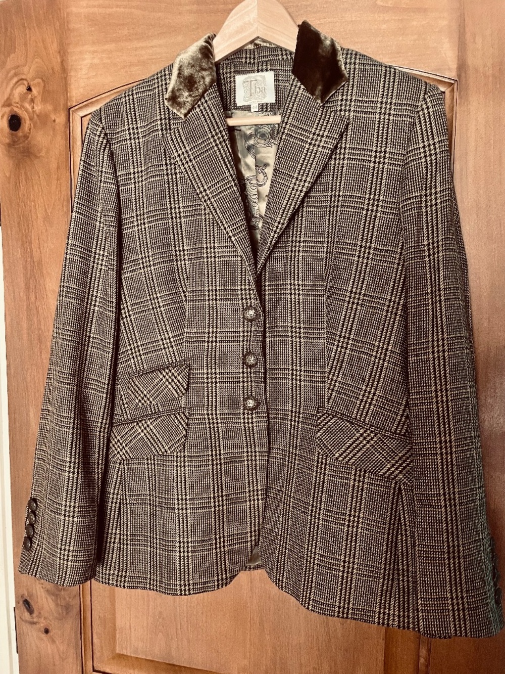 T.ba Hacking Velvet Tweed Blazer, EU Size 44